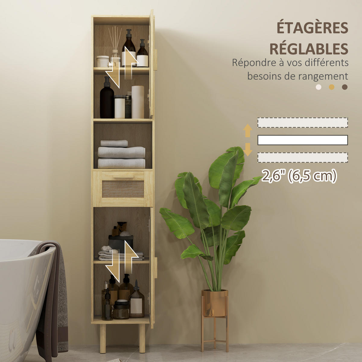 HOCHSCHRANK DE-12433 32/30/170 cm Eiche - Eichefarben, Holzwerkstoff (30/170/32cm) - ComfortXL