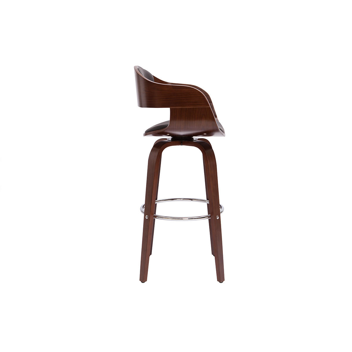 BARHOCKER Drehbar Schwarz Dunkles Holz H67 cm GAO - Walnussfarben, Textil (55/96/55cm) - Miliboo
