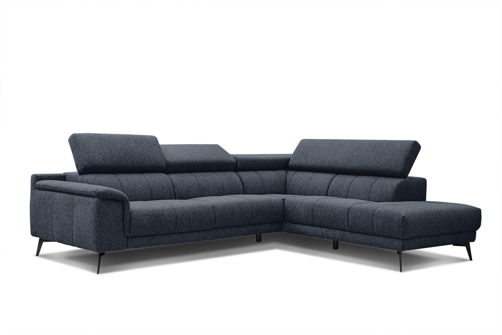 ECKSOFA FIERO 5-Sitzer, dunkelblau - Schwarz/Dunkelblau, Holzwerkstoff/Textil (290/228cm) - Courtois Laville