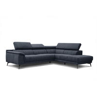 ECKSOFA FIERO 5-Sitzer, dunkelblau - Schwarz/Dunkelblau, Holzwerkstoff/Textil (290/228cm) - Courtois Laville