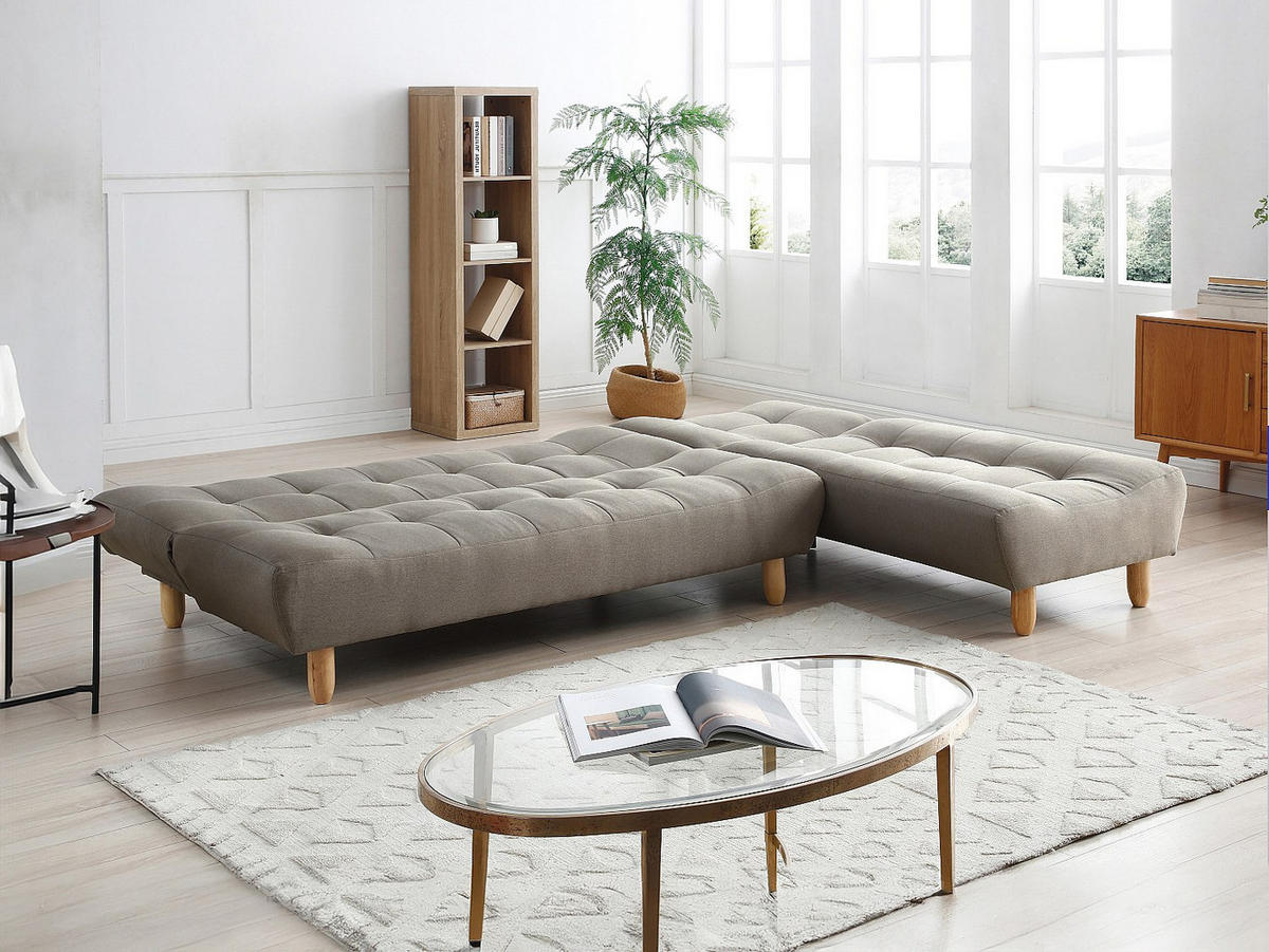 SCHLAFSOFA - 4 Personen - Stoff - Taupe - - Taupe, Textil (84/87/165cm) - Vente-Unique