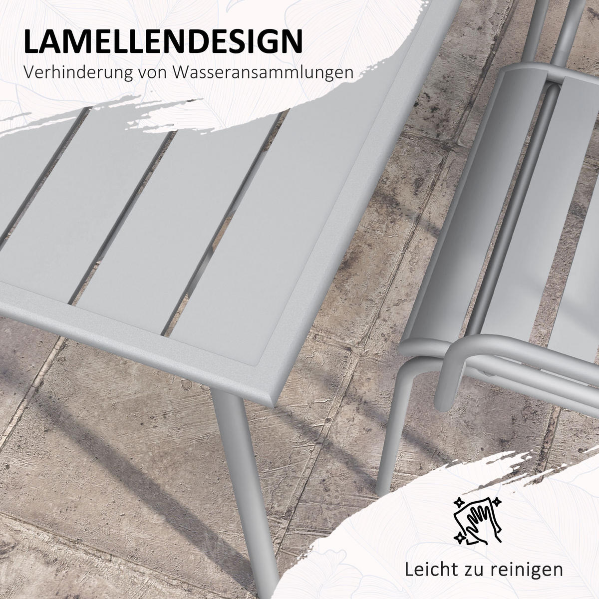 SITZGRUPPE, Hellgrau, Stahl - Hellgrau, Metall - Outsunny