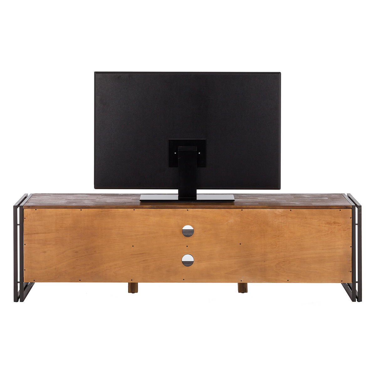 TV-LOWBOARD - 2 Fächer mittig, Akazie massiv / Metall - Akaziefarben, Holzwerkstoff (180/50/45cm) - home24