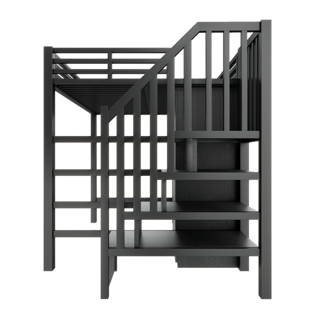 HOCHBETT Metall 140/200 cm Schwarz - Schwarz, Holzwerkstoff/Metall - Raumix