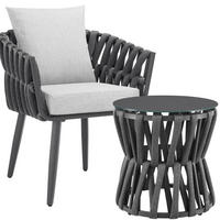 GARTENLOUNGE-SET aus Aluminium Lugano, höhenverstellbare Kunststofffüße, Sicherheitsglasplatte, anthrazit/grau - Anthrazit/Grau, Kunststoff - tectake