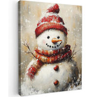 LEINWANDBILD Schneemann - Winter - Schnee - Beige 60x80 cm - Weiß, Textil (60/80cm) - MuchoWow