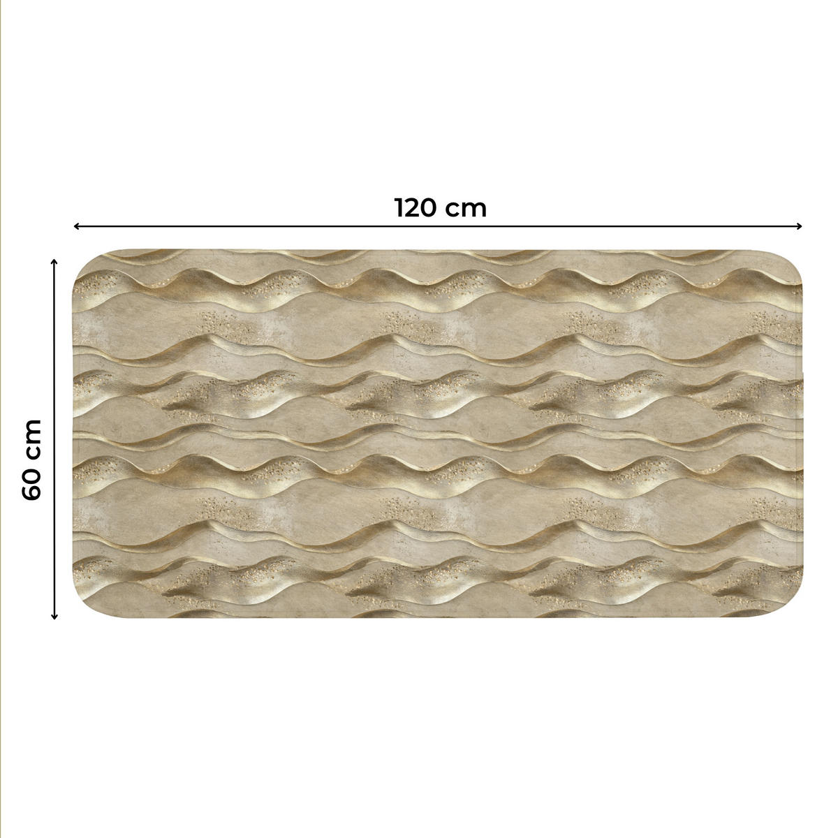 WC PŘEDLOŽKA Vlny - vzor - zlaté 120x60 cm - barva mosazi, textil/plast (120/1cm) - OnlyWow