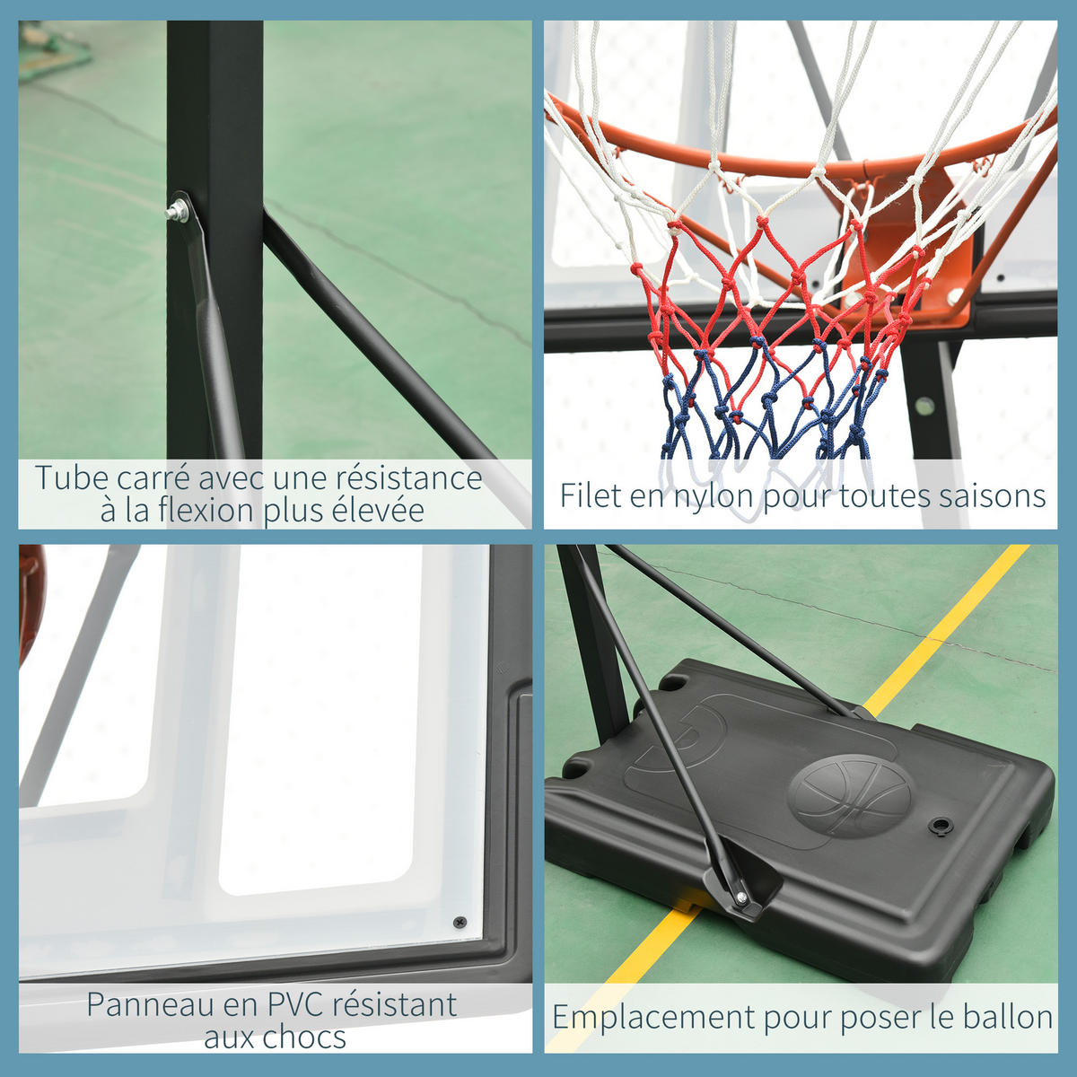 BASKETBALLKORB DE-18510 höhenverstellbar 2,55-3,05 m Schwarz/Weiß - Schwarz, Metall (165/90cm) - ComfortXL
