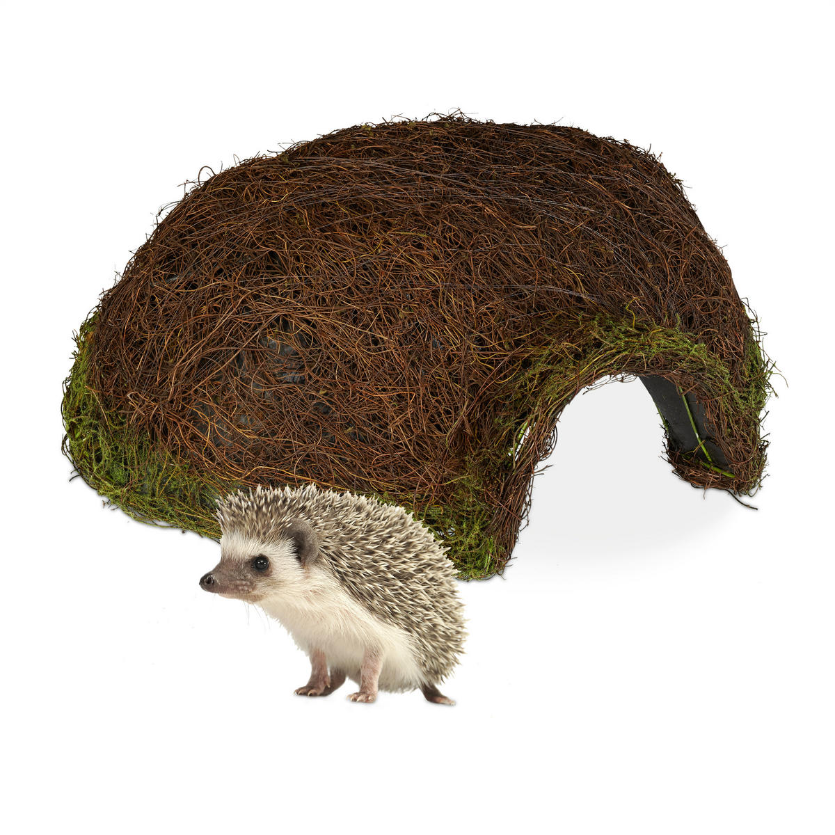 IGELHAUS - Dunkelbraun, Naturmaterialien/Textil (52/20/45cm) - Relaxdays