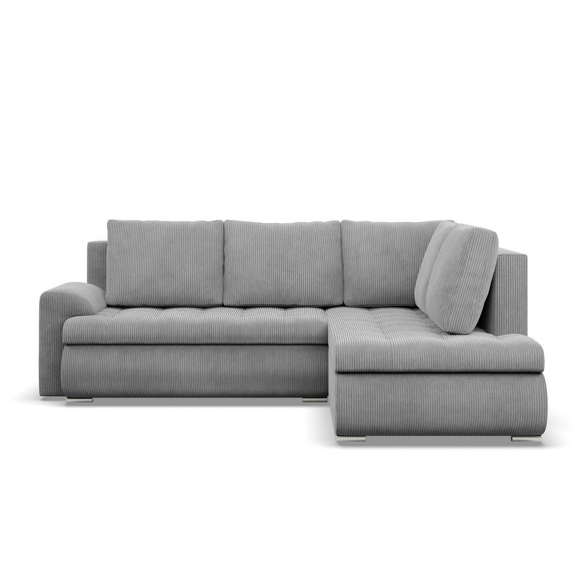 ECKSOFA RECHTS MIT SCHLAFFUNKTION FORESTA, Cord - Grau - Grau, Textil (230/200cm) - Mebligo