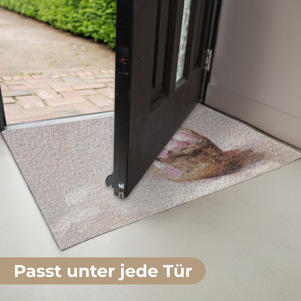 FUSSMATTE Korb - Eier - Rosa 90x60 cm - Beige, Kunststoff (60/90cm) - MuchoWow