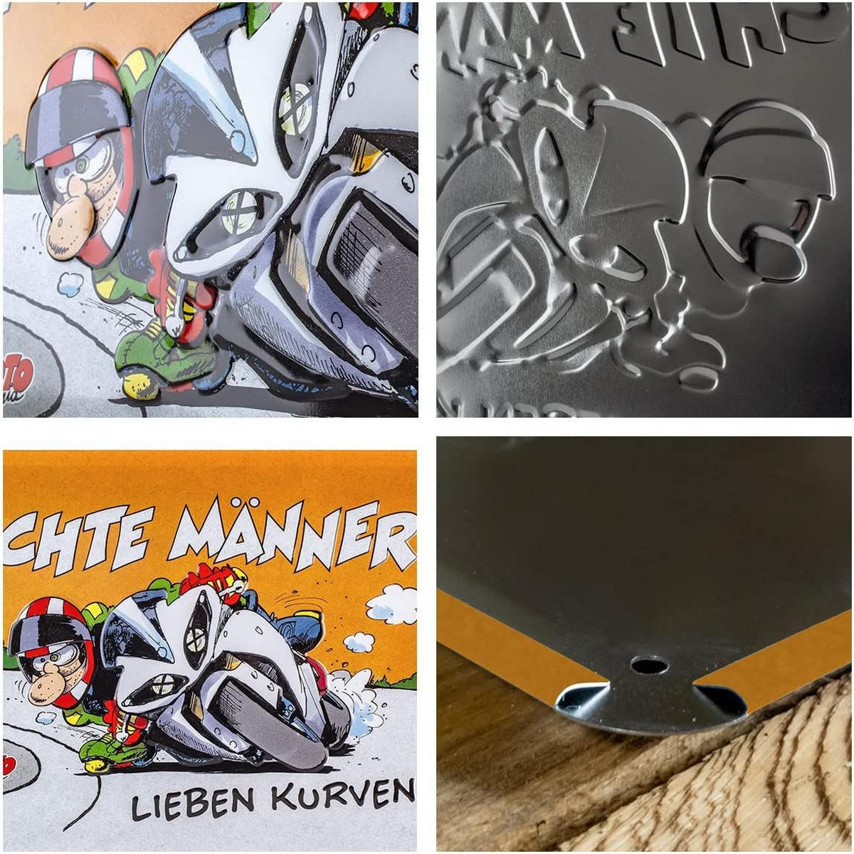 BLECHSCHILD 30/40 cm MOTOmania Echte Männer - Multicolor, Metall (40/30/0.2cm) - Nostalgic-Art