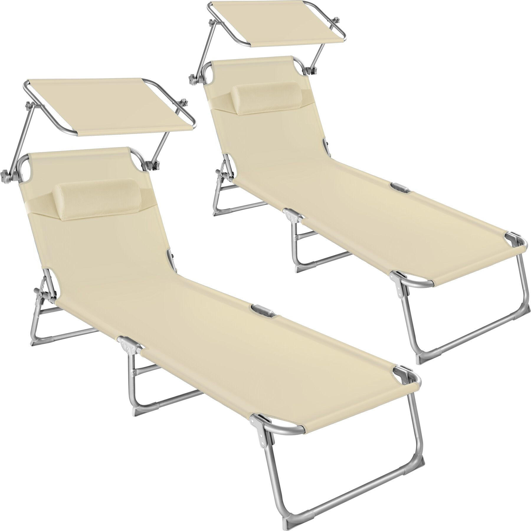 GARTENLIEGE 2er Set Chloé,190 x 68 x 65 cm,beige - Beige, Kunststoff (68/65/190cm) - tectake