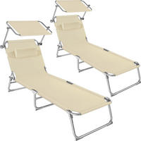 GARTENLIEGE 2er Set Chloé,190 x 68 x 65 cm,beige - Beige, Kunststoff (68/65/190cm) - tectake