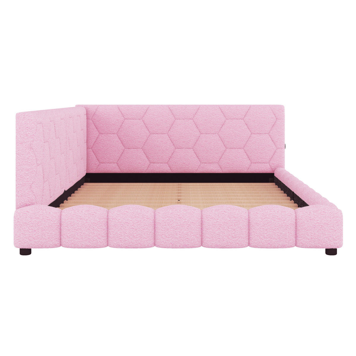 POLSTERBETT 140/200 cm Rosa aus Vliesimitat mit LED-Umgebungslicht - Rosa, Textil (140/200cm) - OKMYHOME