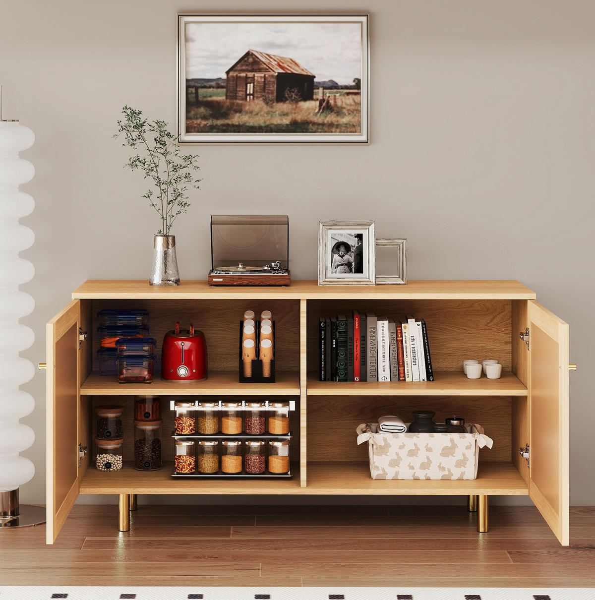 SIDEBOARD 120/40/63 cm Natur aus MDF mit Rattangeflecht - Naturfarben, Holzwerkstoff (40/63/120cm) - OKMYHOME