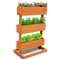 HOCHBEET Kleines Vertikalbeet 3 Etagen inkl. Pflanzfolie 75/30/75 cm - Naturfarben, Holz (30/75/75cm) - Coemo