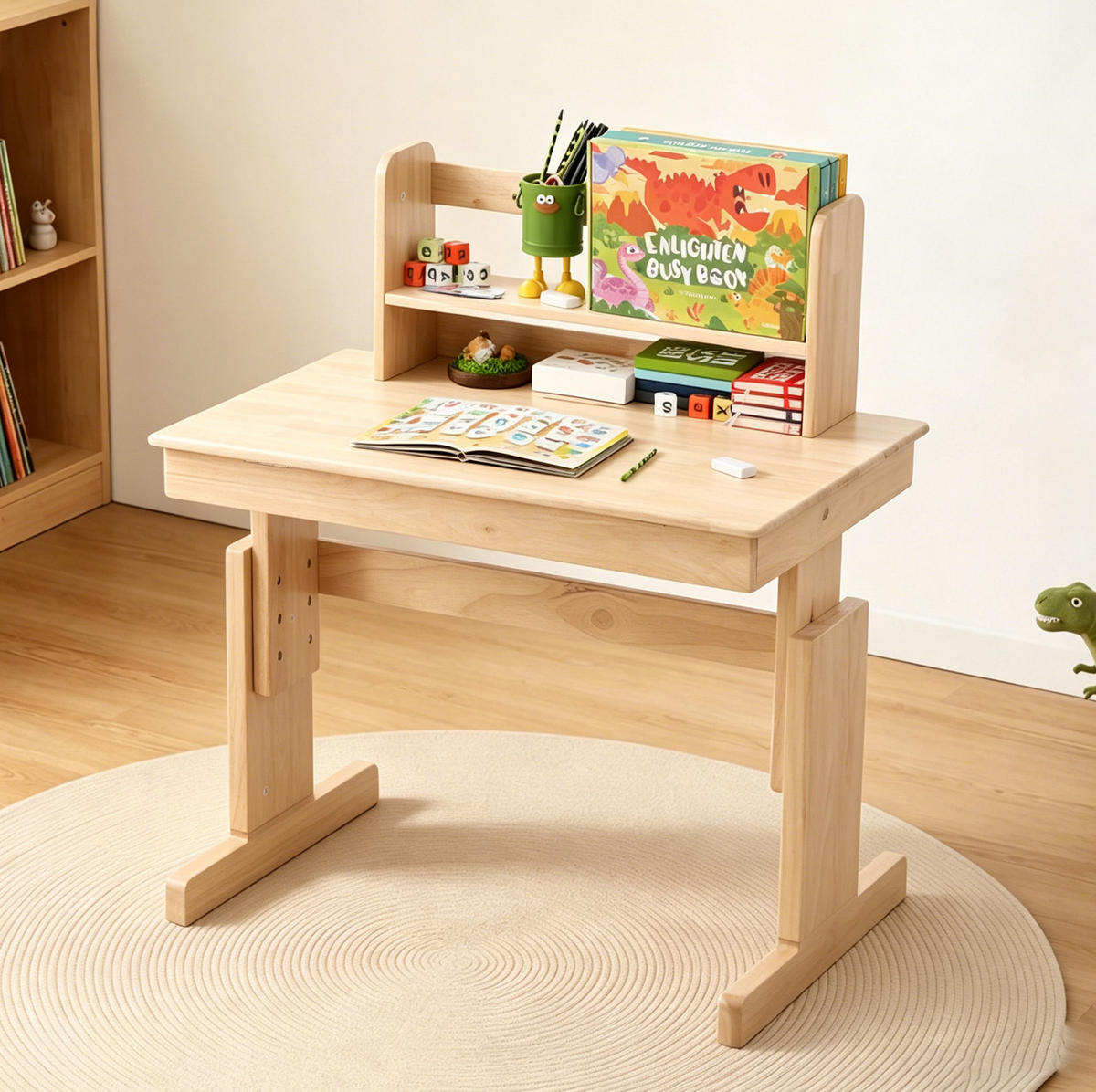 KINDERSCHREIBTISCH höhenverstellbar 80 x 60 cm Holz Natur - Braun, Holz (80/94/80cm) - Meubliv