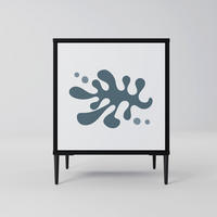 SIDEBOARD WONDERLAND VEGETATION, Schwarz, 57,5x42x72,5 cm, Schwarze Metallfüße - Multicolor/Schwarz, Holzwerkstoff/Metall (57.5/72.5/42cm) - SpaceRebels