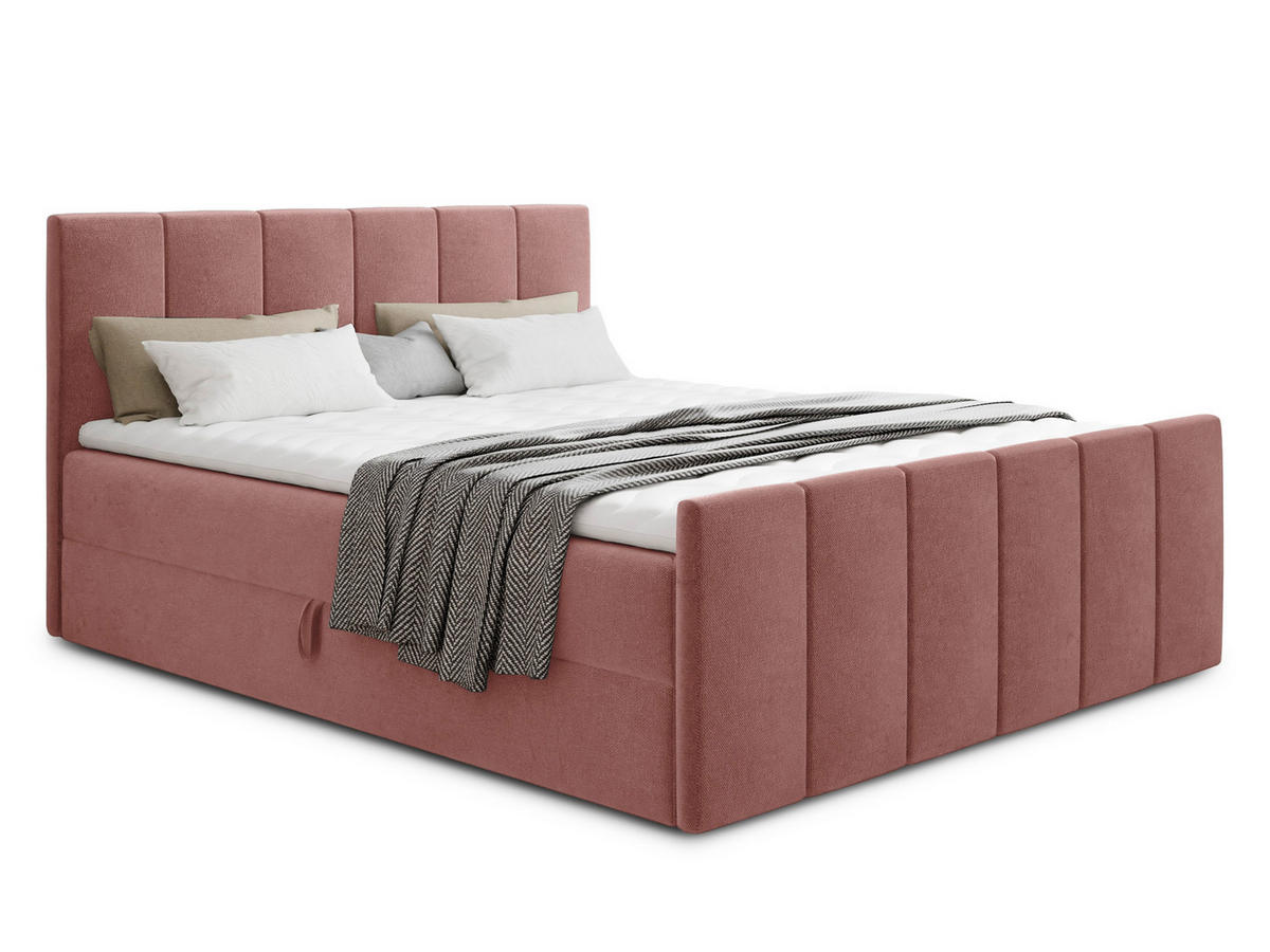 BOXBETT Star Lux - 180x200 - pink (Kronos 29, Velvet) - Pink/Schwarz, Holz/Holzwerkstoff (180/200cm) - Sofnet