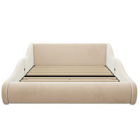POLSTERBETT 140/200 cm Beige mit hohem Kopfteil und Seitenschutzgittern - Beige, Holz/Textil (140/200cm) - Oxeza