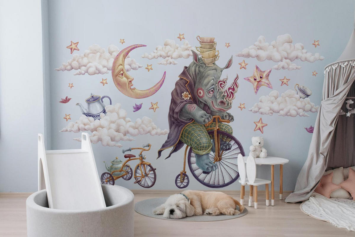 WANDAUFKLEBER 60x77cm - Pastellfarbene Tiere - Multicolor, Kunststoff (60/77/0.1cm) - Wallfluent