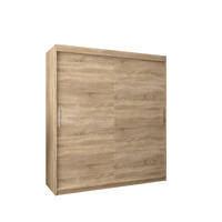 SCHWEBETÜRENSCHRANK 200/180/62 2-türig - Silberfarben/Sonoma Eiche, Holz/Kunststoff (180/200/62cm) - MÖBEL KRYSPOL