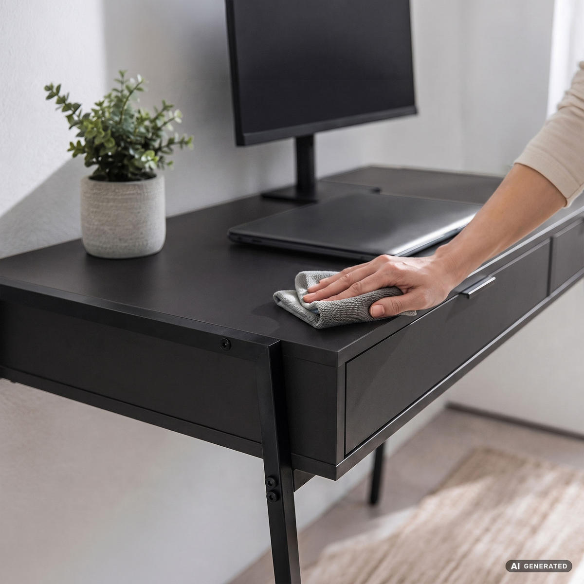 SCHREIBTISCH ZENTIA 100 cm Schwarz - Schwarz, Holzwerkstoff (100/45/80.5cm) - Akord