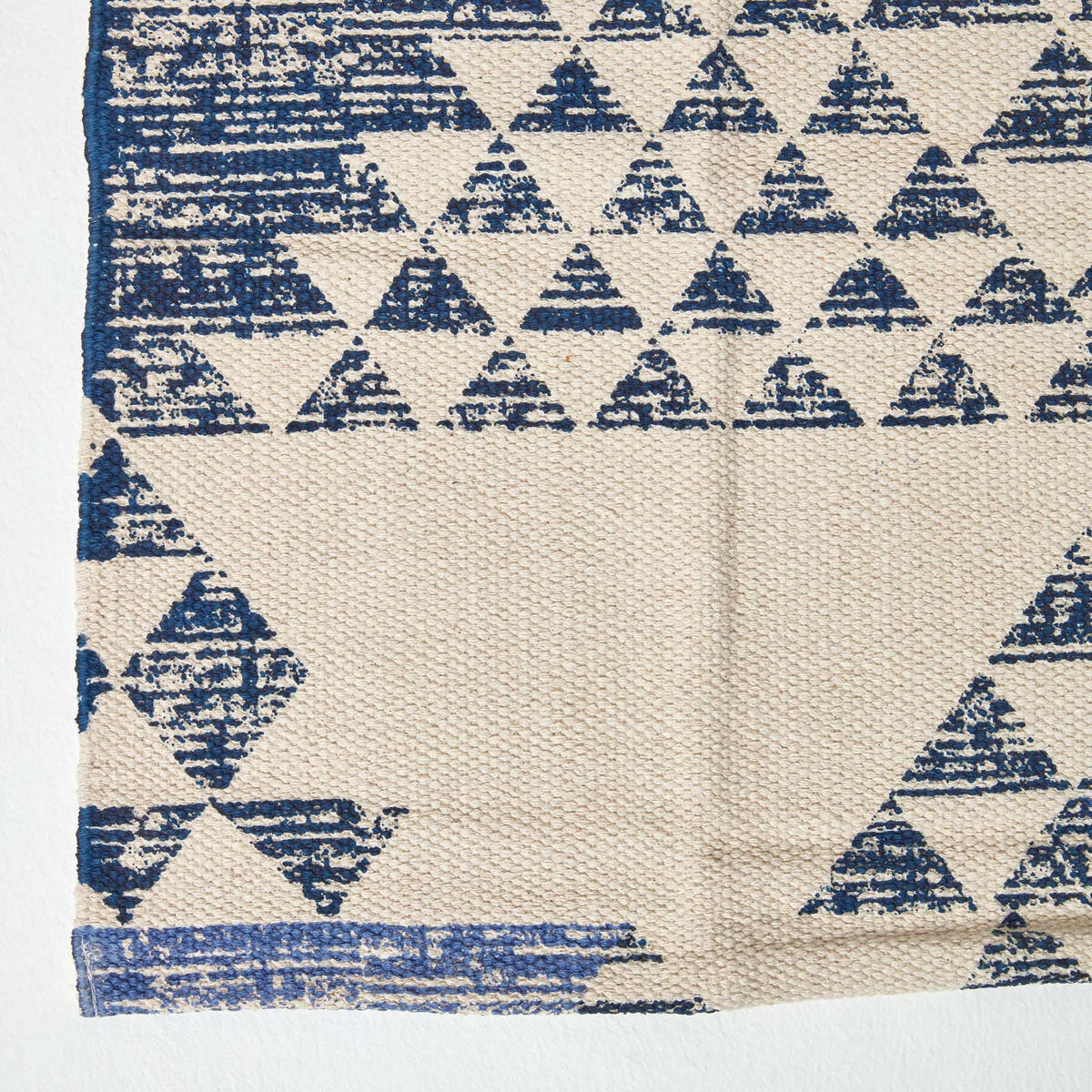 BAUMWOLLTEPPICH-LÄUFER Delphi geometrisch 66/200 cm - Blau, Textil (66/200cm) - Homescapes