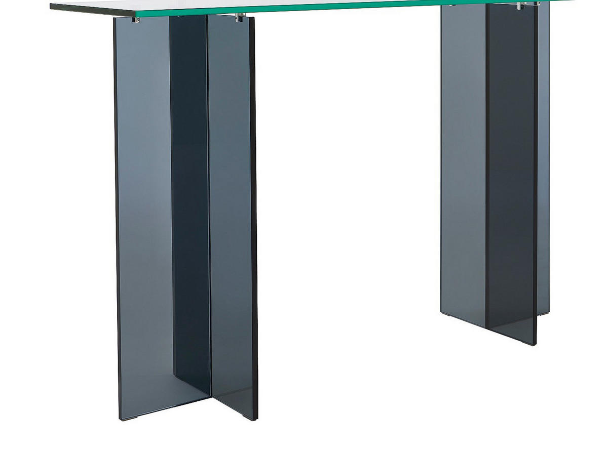 KONSOLENTISCH - 120 cm x 35 cm - Glas - Transparent, Anthrazitgrau - BYLENA - Transparent/Anthrazit, Glas (35/120/75cm) - Vente-Unique