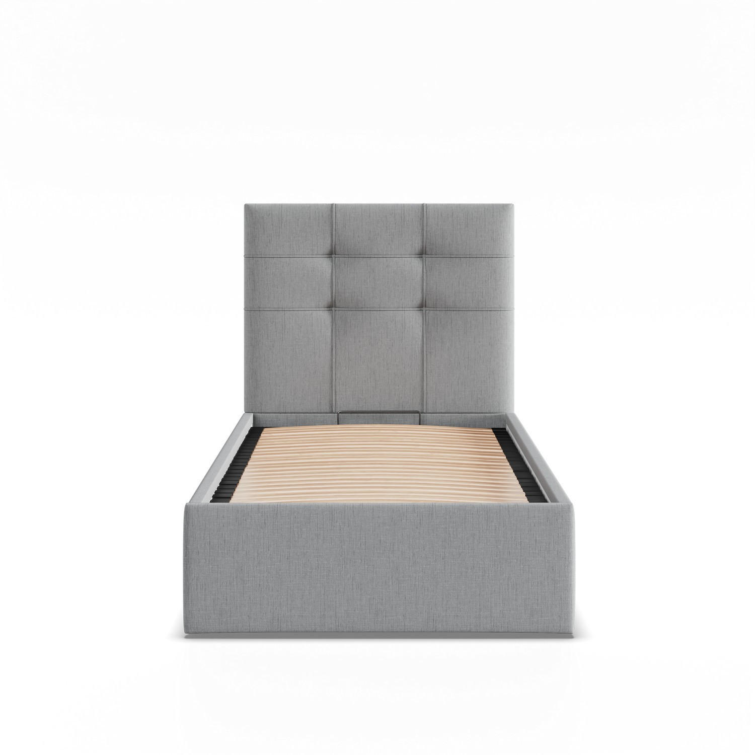 POLSTERBETT MIT KOPFTEIL 90x200 mit Bettkasten SORIA, Grau - Hellgrau, Textil (90/200cm) - Mebligo