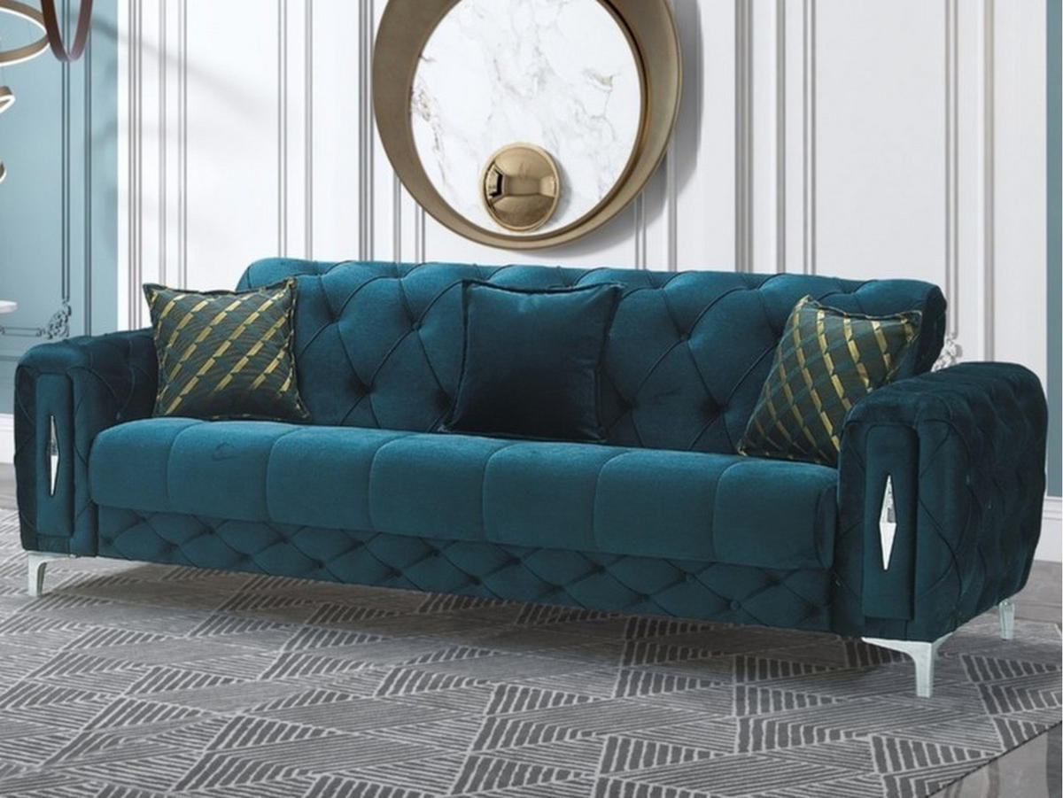 3-SITZER SOFA Patna Grün - Grün, Holzwerkstoff/Kunststoff (240/85/100cm)