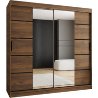 ŠATNÍ skříň s posuvnými dveřmi 200/200/62 2dveřová - černá/hnědá, dřevo/plast (200/200/62cm)