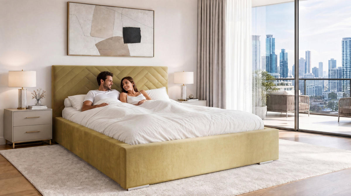 POLSTERBETT 120x200 cm AURA, Doppelbett mit Bettkasten und Lattenrost aus Holz, Velourstoff: Beige - Beige, Holz/Textil (120/200cm) - Marpur