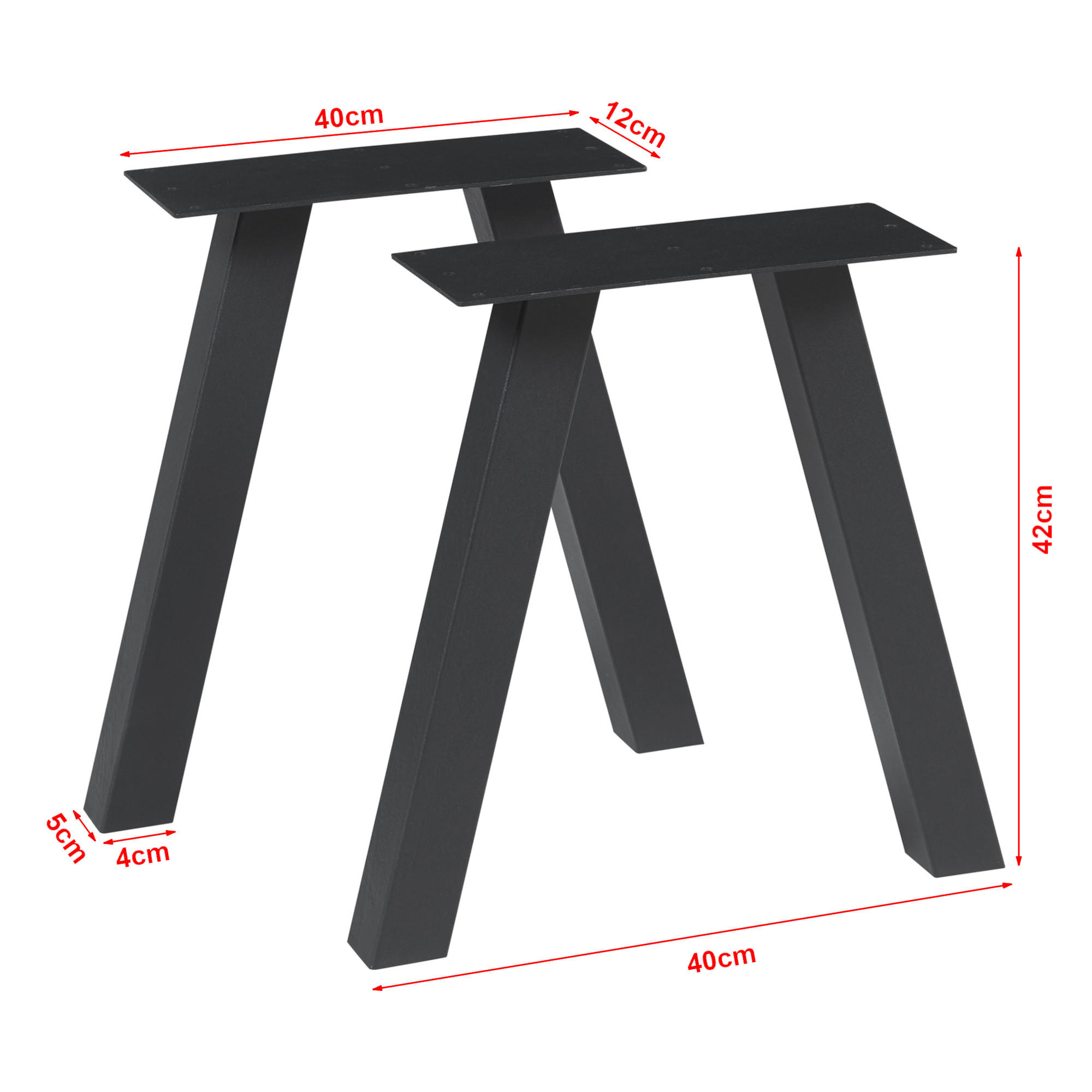 Thumbnail - [en.casa] Tischgestell-Set, Schwarz, Metall, 40x42x12 cm, Esszimmer, Tische, Esstische, Tischsysteme