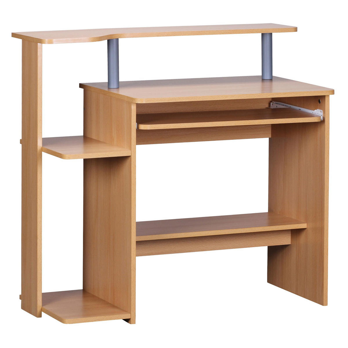 COMPUTERTISCH Mit Tastaturauszug Und Druckerablage Platzsparend, Buche 94x48x90 cm - Beige, Kunststoff (94/48/90cm) - KADIMA DESIGN