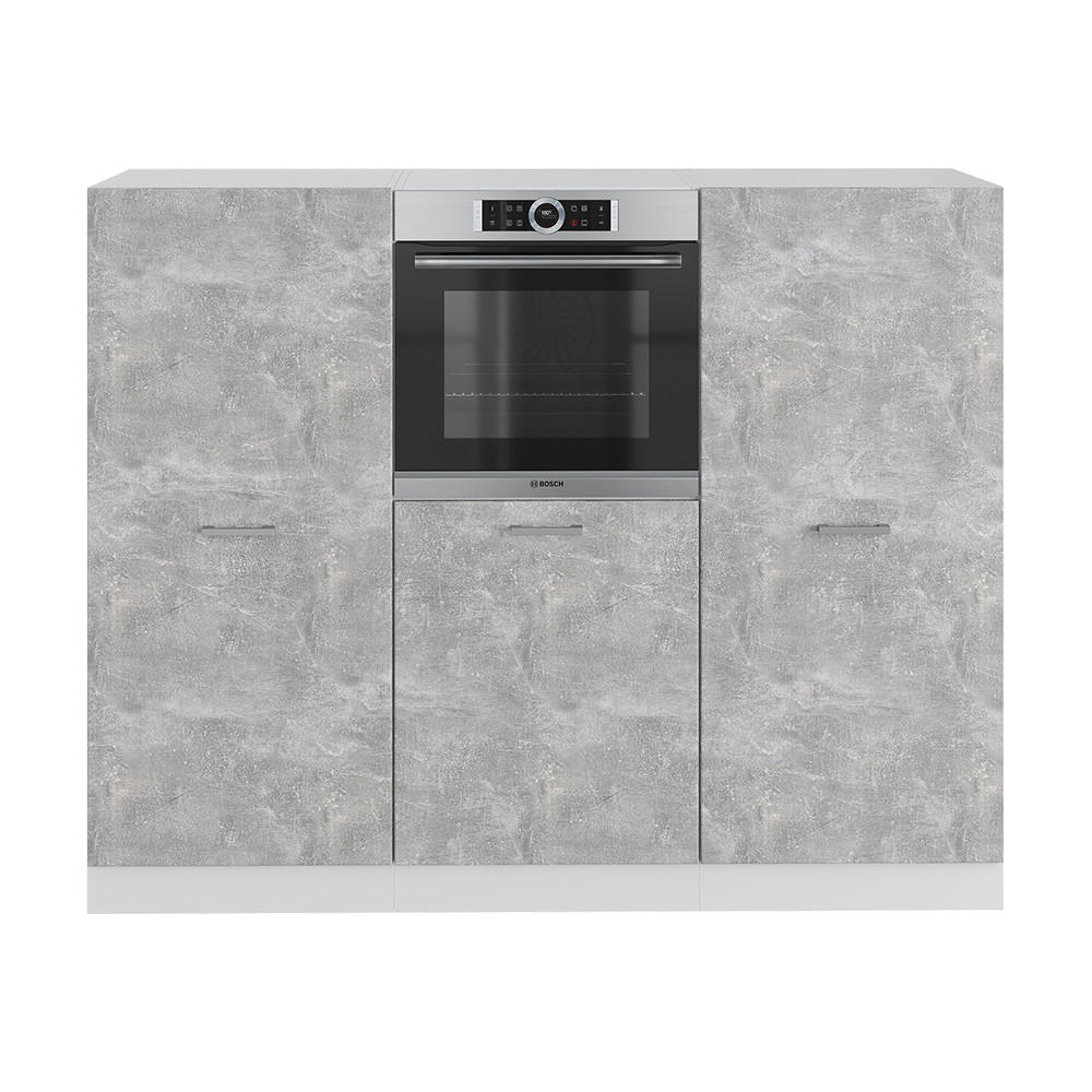 KÜCHENBLOCK R-Line Beton/Weiß 180 cm ohne AP - Schieferfarben/Weiß, Holzwerkstoff (180/81.6/46cm) - Vicco