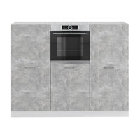 KÜCHENBLOCK R-Line Beton/Weiß 180 cm ohne AP - Schieferfarben/Weiß, Holzwerkstoff (180/81.6/46cm) - Vicco