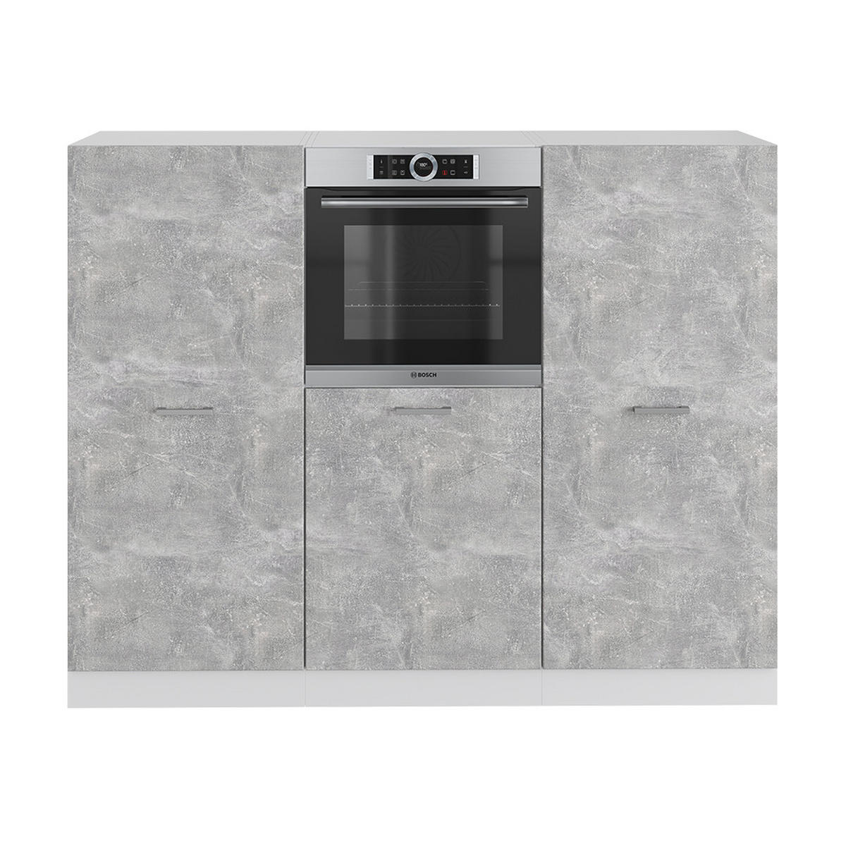 KÜCHENBLOCK R-Line Beton/Weiß 180 cm ohne AP - Schieferfarben/Weiß, Holzwerkstoff (180/81.6/46cm) - Vicco