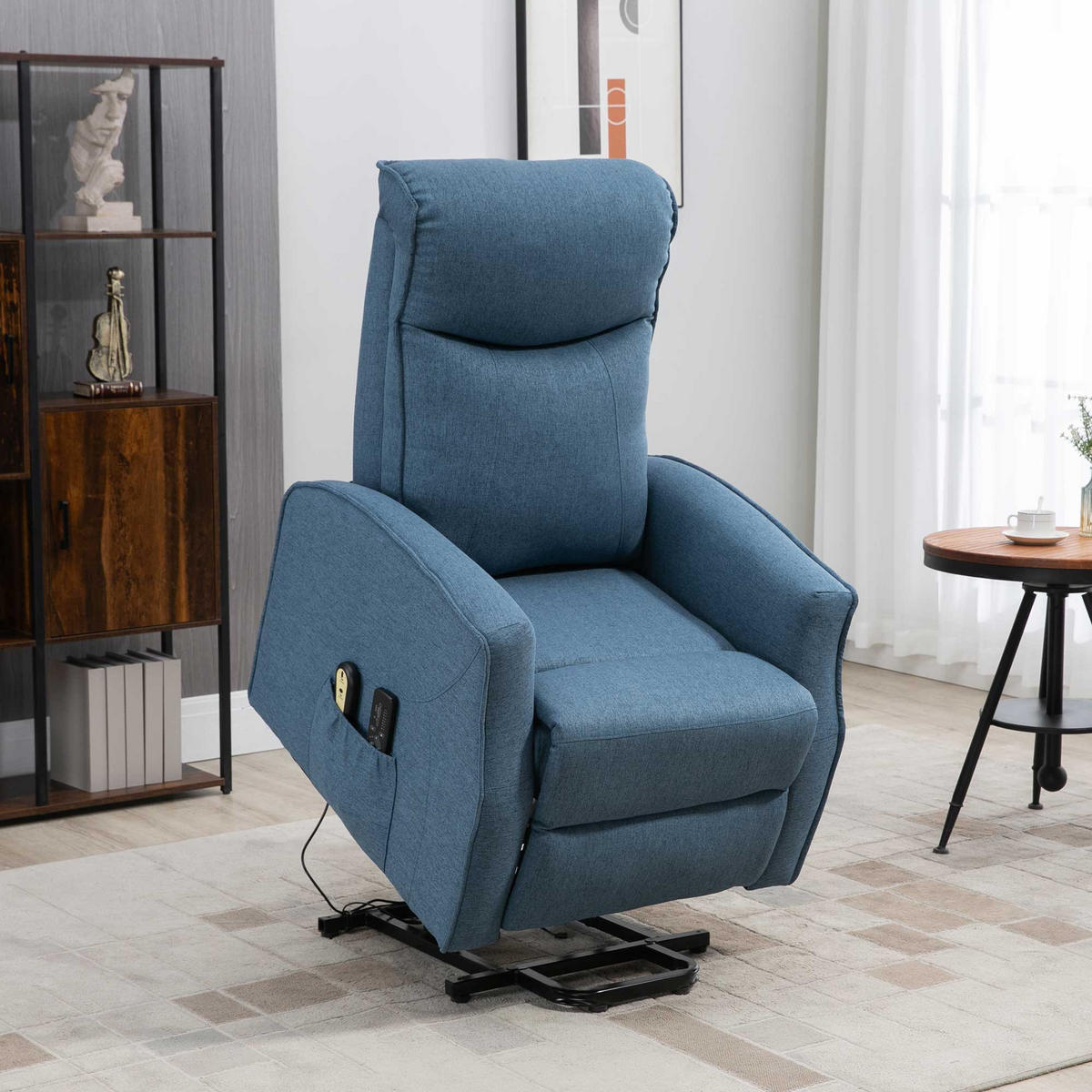 MASSAGESESSEL mit Aufstehhilfe, Leinen, Blau - Blau, Kunststoff (87.5/110/74.5cm) - HOMCOM