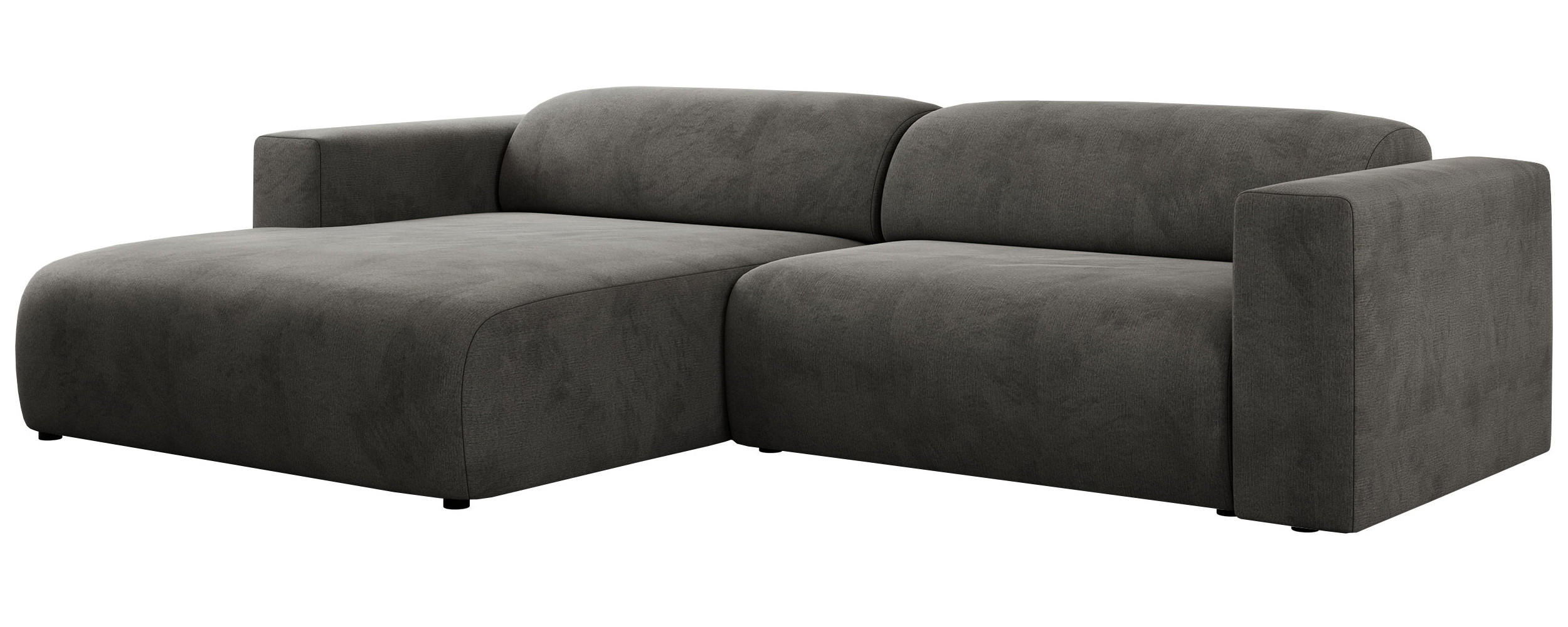 ECKSOFA PASADENA Dunkelgrau Velvet - Links Seite - Dunkelgrau/Schwarz, Kunststoff/Textil (288/180cm) - MKS