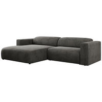 ECKSOFA PASADENA Dunkelgrau Velvet - Links Seite - Dunkelgrau/Schwarz, Kunststoff/Textil (288/180cm) - MKS
