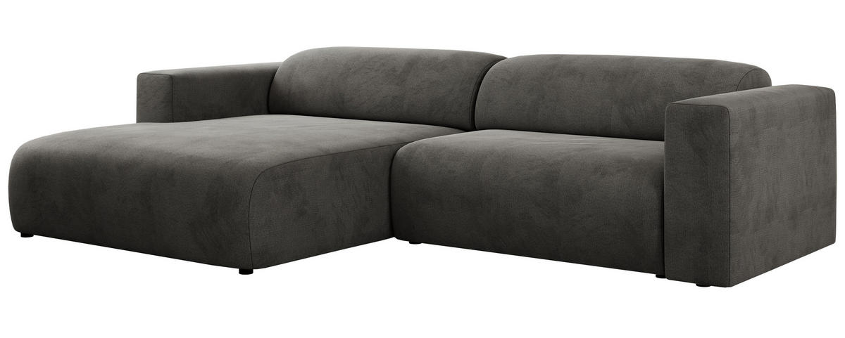 ECKSOFA PASADENA Dunkelgrau Velvet - Links Seite - Dunkelgrau/Schwarz, Kunststoff/Textil (288/180cm) - MKS