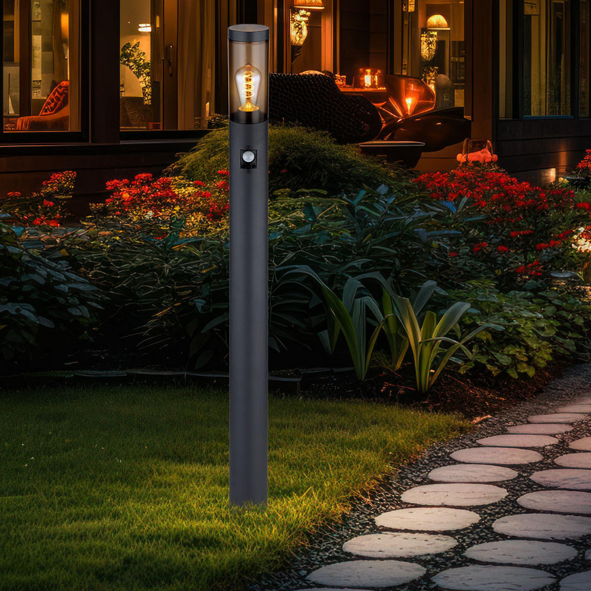 LED STEHLEUCHTE BOSTON Anthrazit Edelstahl - Anthrazit, Metall (12.7/12.7/110cm) - Globo Lighting