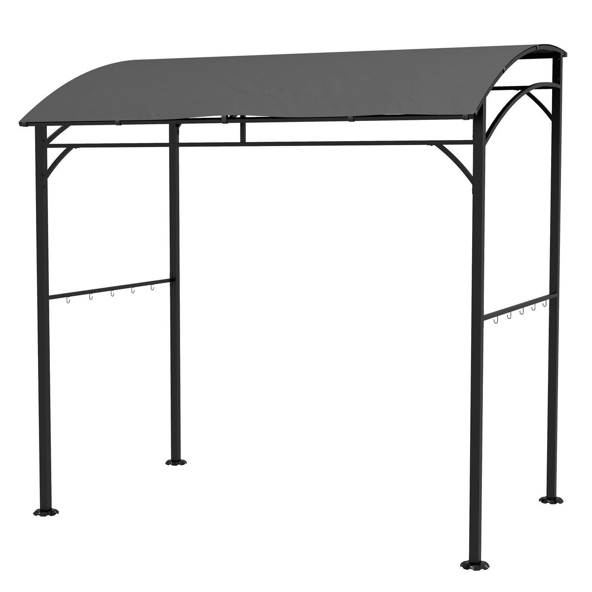 GRILLPAVILLON, Grillüberdachung, Regenschutz, Haken für Utensilien, Stahlrahmen, Dunkelgrau, 215 x 150 x 182/220 cm - Schwarz, Metall (215/220/150cm)