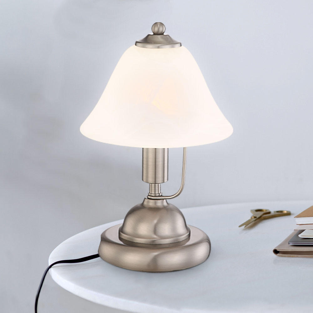 TISCHLEUCHTE Metall Silber Alabasterglas - Silberfarben, Glas (17/17/27cm) - Globo Lighting