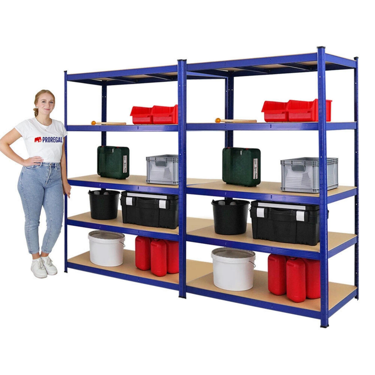 SCHWERLASTREGAL Taurus 2er-Set mit 2x 180x120x60 cm Fachlast 175 kg Blau - Blau, Metall (240/180/60cm) - PROREGAL