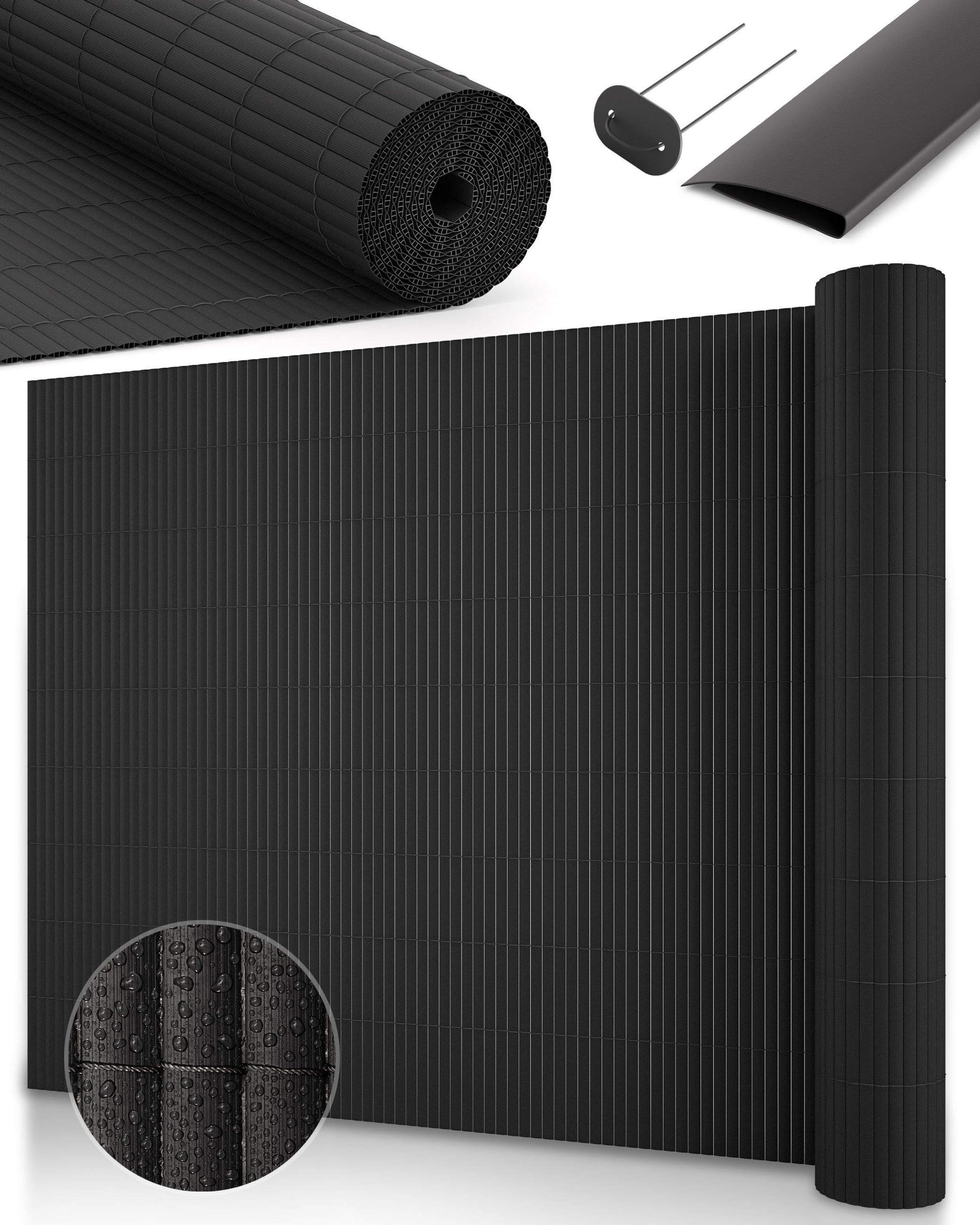 SICHTSCHUTZZAUN SolVision P12 90x300cm PVC Anthrazit - Anthrazit, Kunststoff (300cm) - Sol Royal