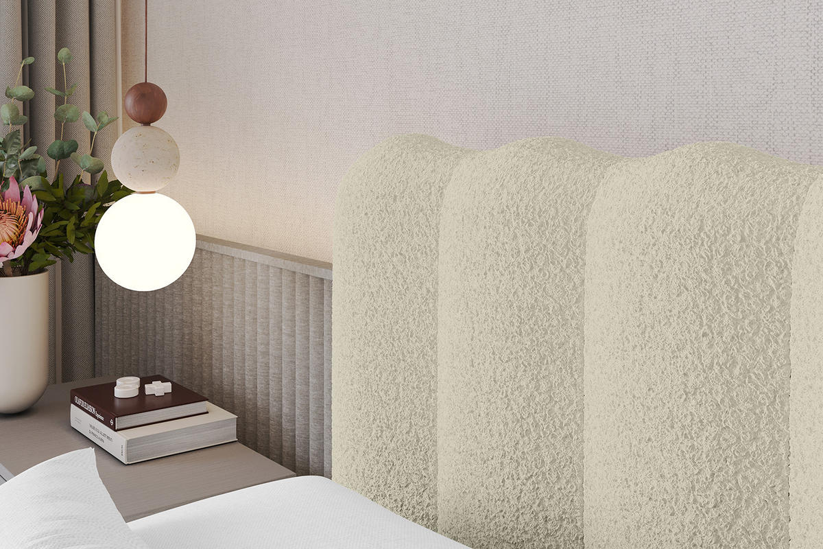 POLSTERBETT mit Bettkasten, Fußteil und Lattenrost, Bett mit Matratze H3/H4 - SORA-Z 120x200 Beige - Taupe, Holzwerkstoff/Textil (120/200cm) - ALTDECOR