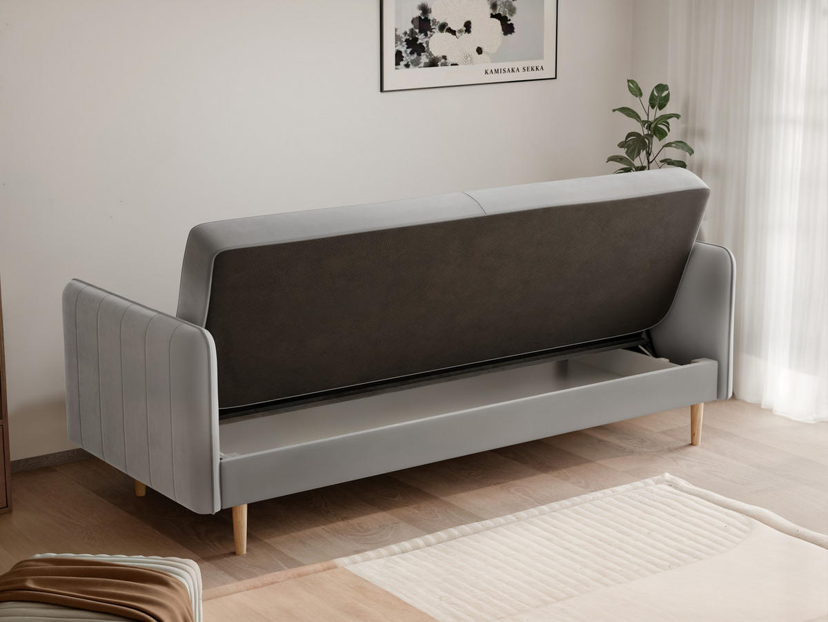 SCHLAFSOFA COLETTE mit Bettkasten Hellgrau - Hellgrau, Holzwerkstoff/Kunststoff (200/85/90cm) - Idohome